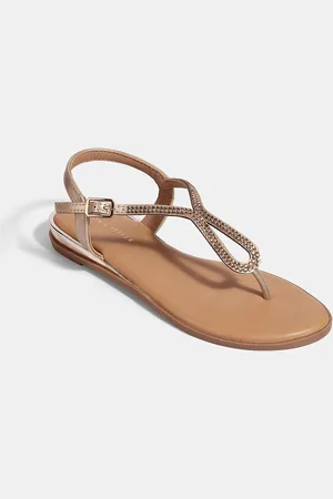 LEMON & PEPPER Women Stone and Beads T-Strap Flats