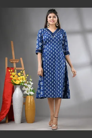 Charukriti Printed Cotton A-line Ethnic Dress
