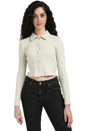 Calvin Klein Women Polo Collar Crop T-shirt