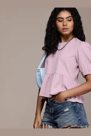 Roadster Puff Sleeves Cotton Peplum Top