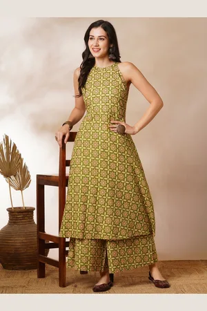 Globus Women Ethnic Motifs Printed Regular Pure Cotton Kurta with Palazzos