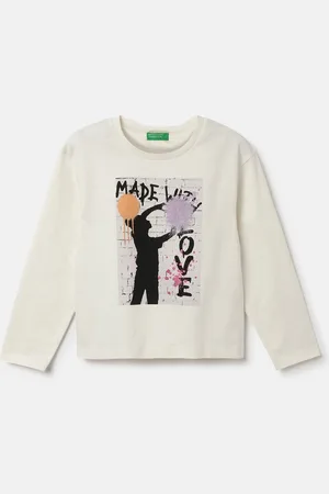 Benetton Girls Printed Pure Cotton T-shirt