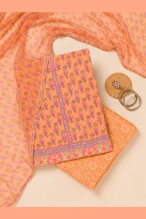 Koskii Ethnic Motifs Embroidered Sequinned Unstitched Dress Material