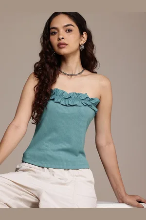 Roadster The Life Co. Ribbed Flutter Detail Tube Top