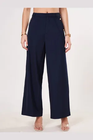 Pantaloons Women Flared High-Rise Parallel Trousers