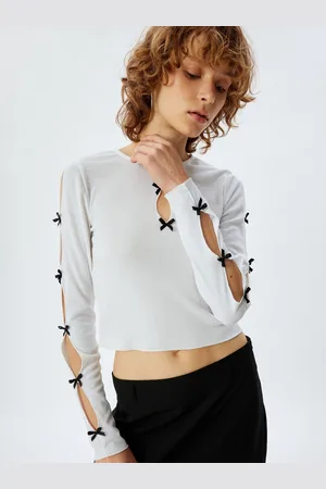 Koton Women Polo Collar Applique Slim Fit T-shirt