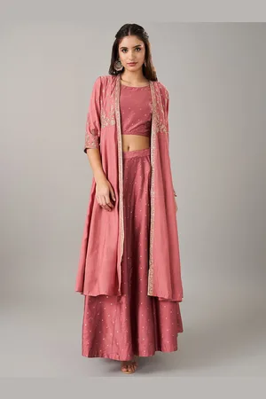Pantaloons Printed Ethnic Top With Skirt And Shrug