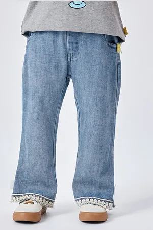 LULU & SKY Girls Straight Fit High-Rise Light Fade Jeans