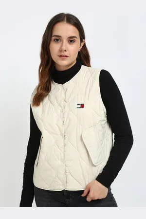 Tommy Hilfiger Women Collarless Solid Casual Quilted Jacket