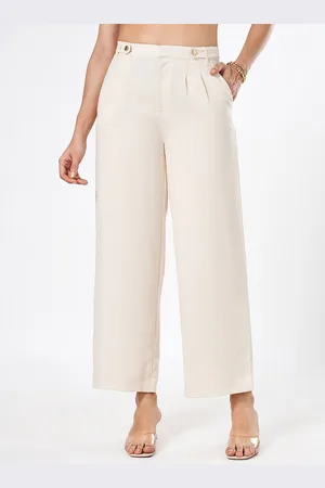 Pantaloons Women High-Rise Cropped Parallel Trousers