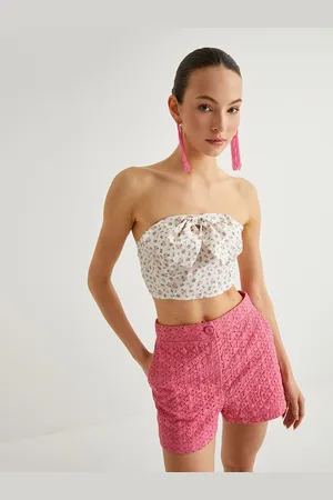 Koton Women Floral Printed Strapless Top