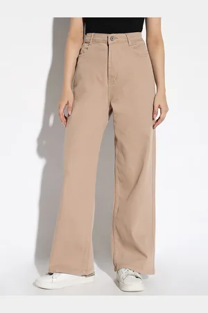 SHOWOFF Women Comfort Beige Wide Leg Denim Jeans