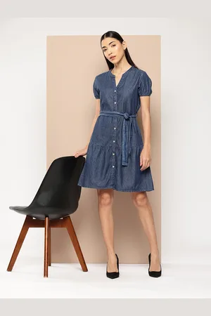 Chemistry Pure Cotton Chambray A-Line Mini Dress