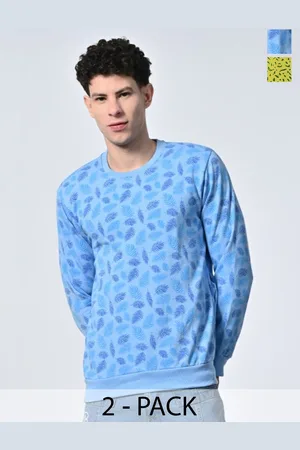 BAESD Men Abstract Printed Round Neck Fleece Pullover Ribbed Sweatshirt