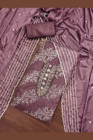 MANVAA Floral Sequinned Embroidered Organza Unstitched Dress Material