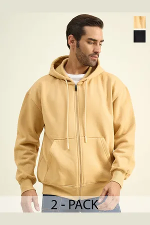 Color Capital Unisex Pack Of 2 Solid Hood Cotton Ribbed Sweatshirts