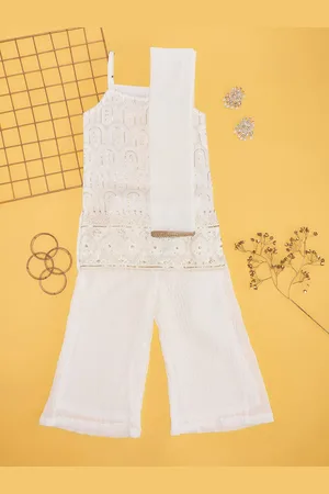 Pantaloons Girls Floral Printed Regular Straight Kurta with Palazzos & Dupatta