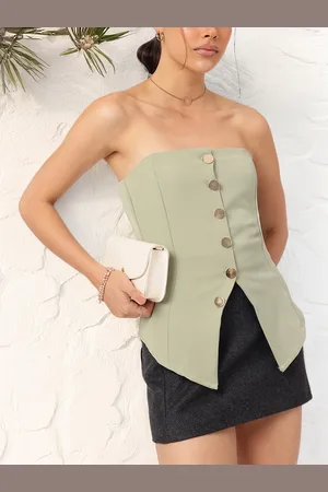 DressBerry Graceful Aesthetic Dipped-Hem Fusion Tube Top