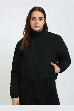 Tommy Hilfiger Women Mock Collar Solid Casual Padded Jacket
