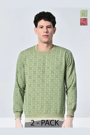 BAESD Men Abstract Printed Round Neck Fleece Pullover Ribbed Sweatshirt
