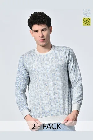 BAESD Men Abstract Printed Round Neck Fleece Pullover Ribbed Sweatshirt