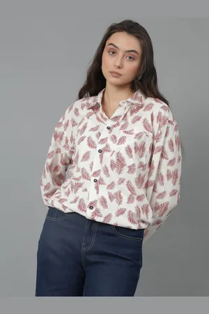 KOTTY Women Spread Collar Floral Printed Cotton Oversized Casual Shirt