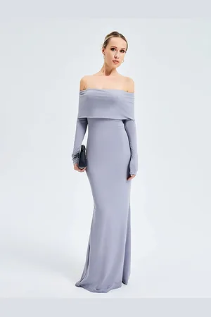 LULU & SKY Women Off-Shoulder Bodycon Maxi Dress