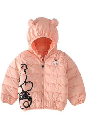Bold N Elegant Girls Hooded Graphic Printed Casual Puffer Jacket