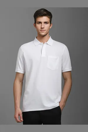 Louis Philippe Men Self Design Polo Collar Cotton T-shirt