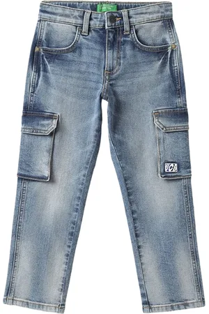 Benetton Boys Mid-Rise Cotton Straight Fit Jeans