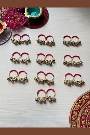 ISHKAARA Set Of 10 Gold-Plated Aarti Ring With Musical Sound Finger Ring