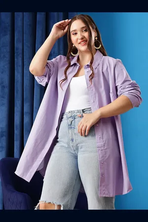 CURVY STREET Women Comfort Opaque Solid Cotton Oversized Casual Shirt