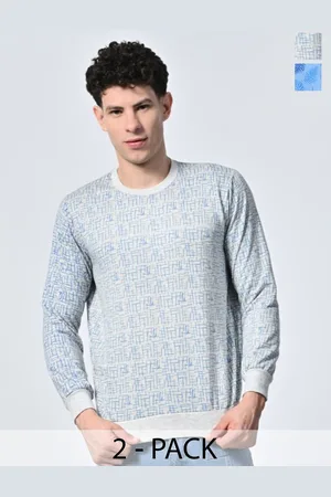 BAESD Men Abstract Printed Round Neck Fleece Pullover Ribbed Sweatshirt