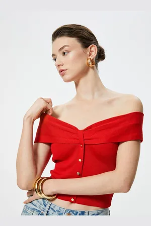 Koton Women Solid Off-Shoulder Top