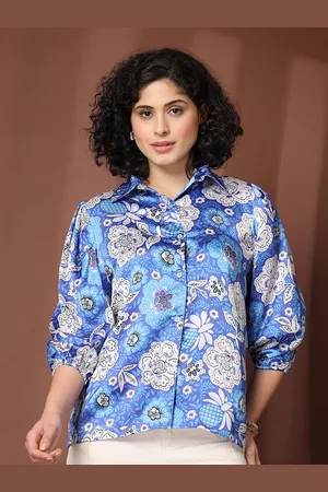 Pluss Women Ethnic Motifs Printed Shirt Collar Top