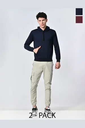 BAESD Men Pack Of 2 Solid Hood Fleece Pullover Sweatshirts