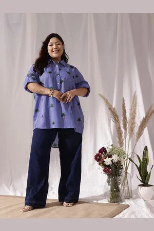 CURVY STREET Women Comfort Opaque Conversational Printed Cotton Oversized Casual Shirt