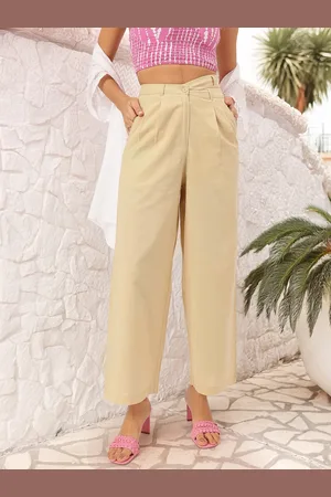 DressBerry Women Urban Elegance Asymmetric Waist Pleated Formal Trousers