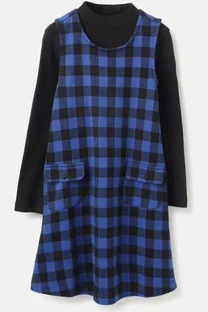Benetton Girls Checked A-Line Regular Dress
