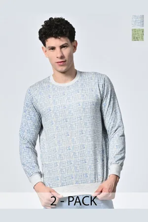 BAESD Men Abstract Printed Round Neck Fleece Pullover Ribbed Sweatshirt