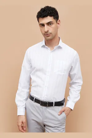 Lifestyle Men Cutaway Collar Vertical Striped Cotton Formal Shirt