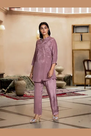 AUTUMN LANE Embroidered Top With Trouser Co-Ords