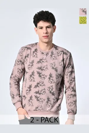 BAESD Men Abstract Printed Round Neck Fleece Pullover Ribbed Sweatshirt