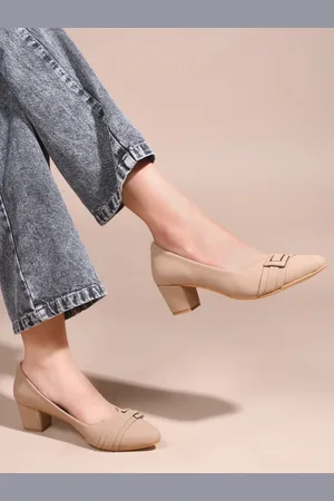 SHUZ TOUCH Block Pointed Toe Closed Back Pumps