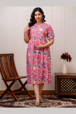 Celebravo Women Printed Pure Cotton Fit and Flared Maternity Dress