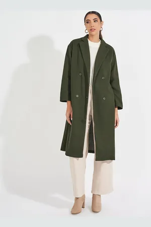 Styli Women Knee Length Double Breasted Longline Overcoat