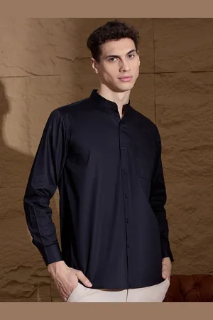 DENNISON Men Smart Mandarin Collar Solid Cotton Casual Shirt