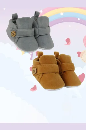 Neska Moda Pack of 2 Unisex Kids Cotton Booties