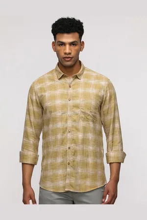 Crocodile Men India Slim Spread Collar Checked Cotton Slim Fit Casual Shirt