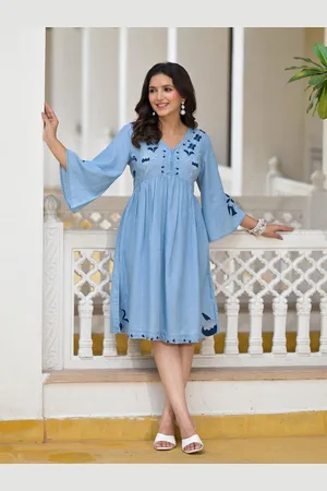 Juniper Women Floral Flared Sleeve A-Line Midi Dress